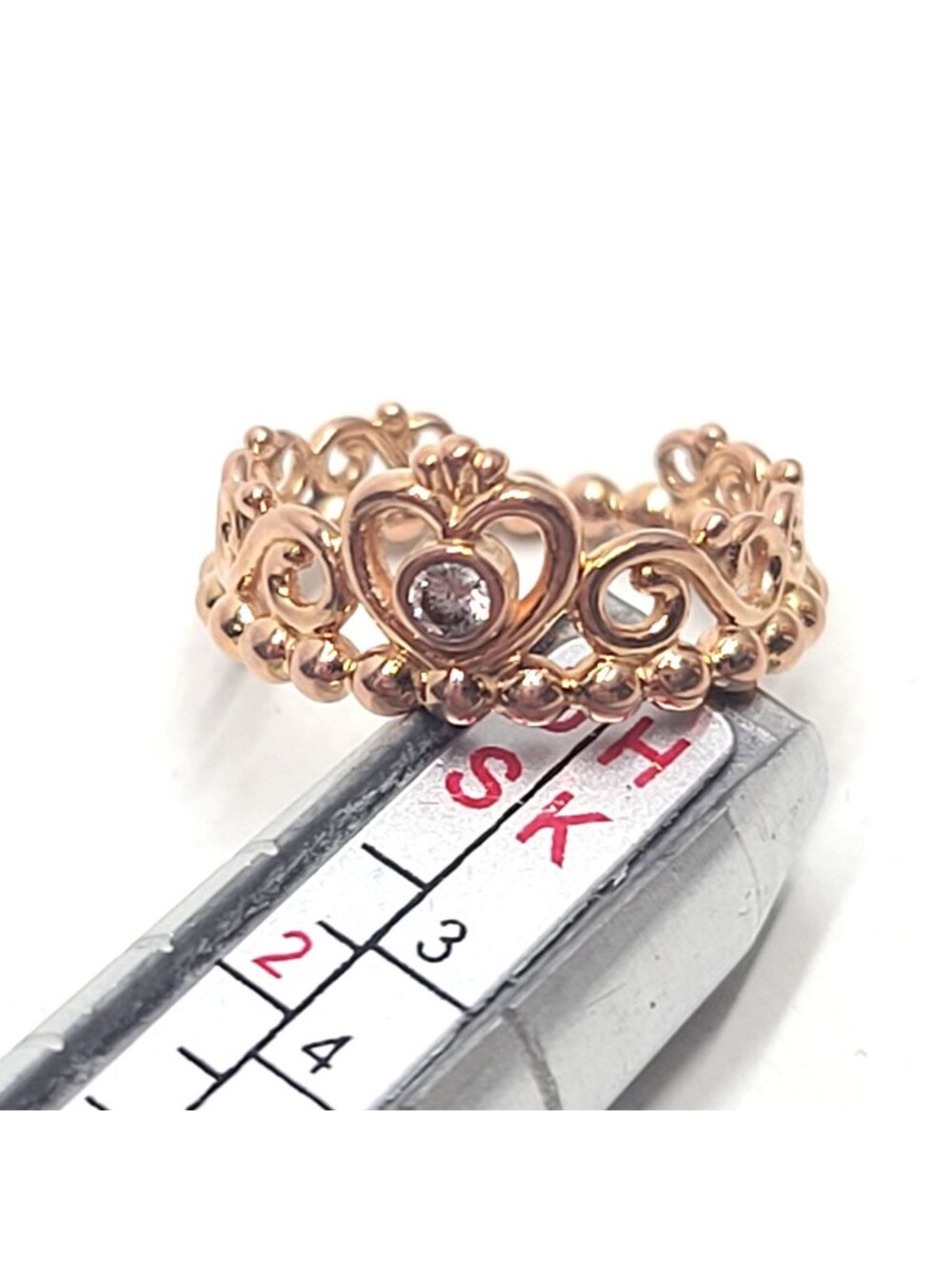 Pandora ALE R 48 Rose Gold  Plated Crown Heart Ring CZ Tiara Band Size 4.5, gift